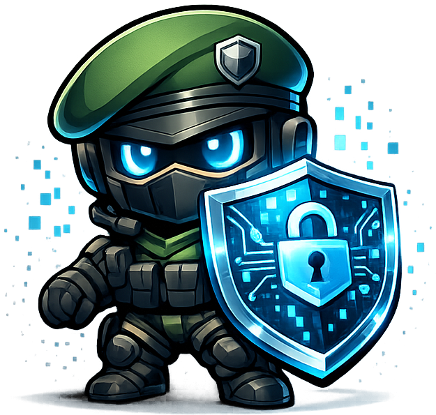 PatrolOne mascot, a friendly cyber guardian